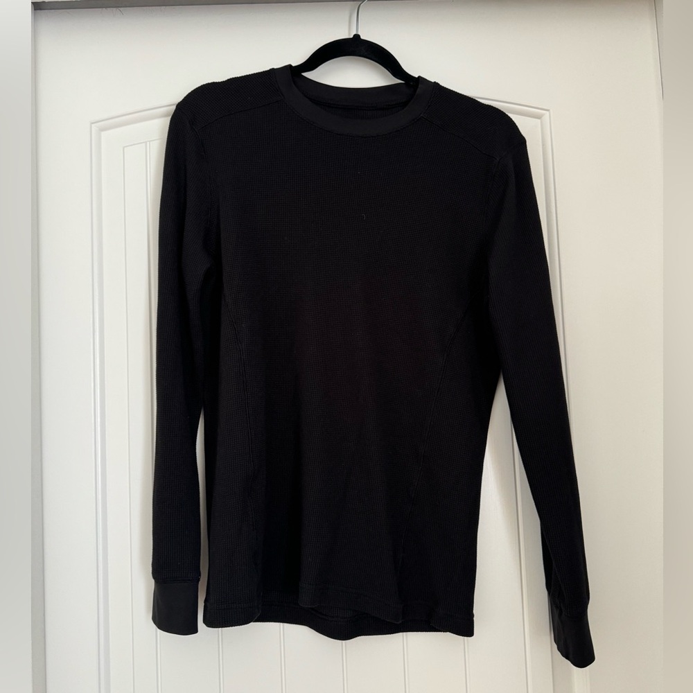 Star Waffle Thermal Black Long Sleeve Crew Neck Warm Winter Layering Mens Size M